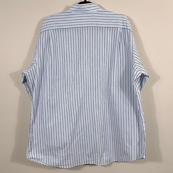 Tommy Bahama Button Front Stipe Blue White Longsleeve Shirt Men Size 17.5 32-33 - Picture 2 of 9